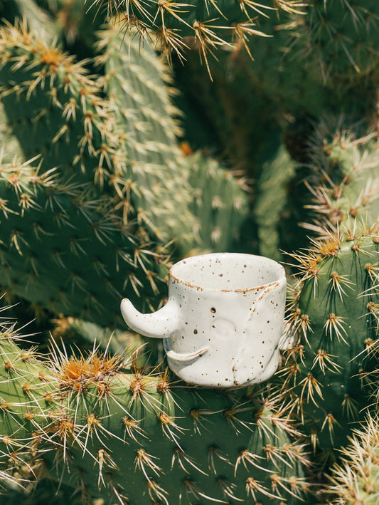 White Ear Elephant Ceramic Mug